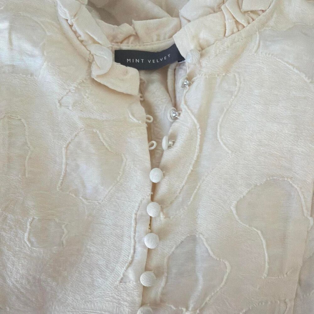 Mint Velvet Cream Jacquard Blouse - Size Medium - Picture 3 of 5